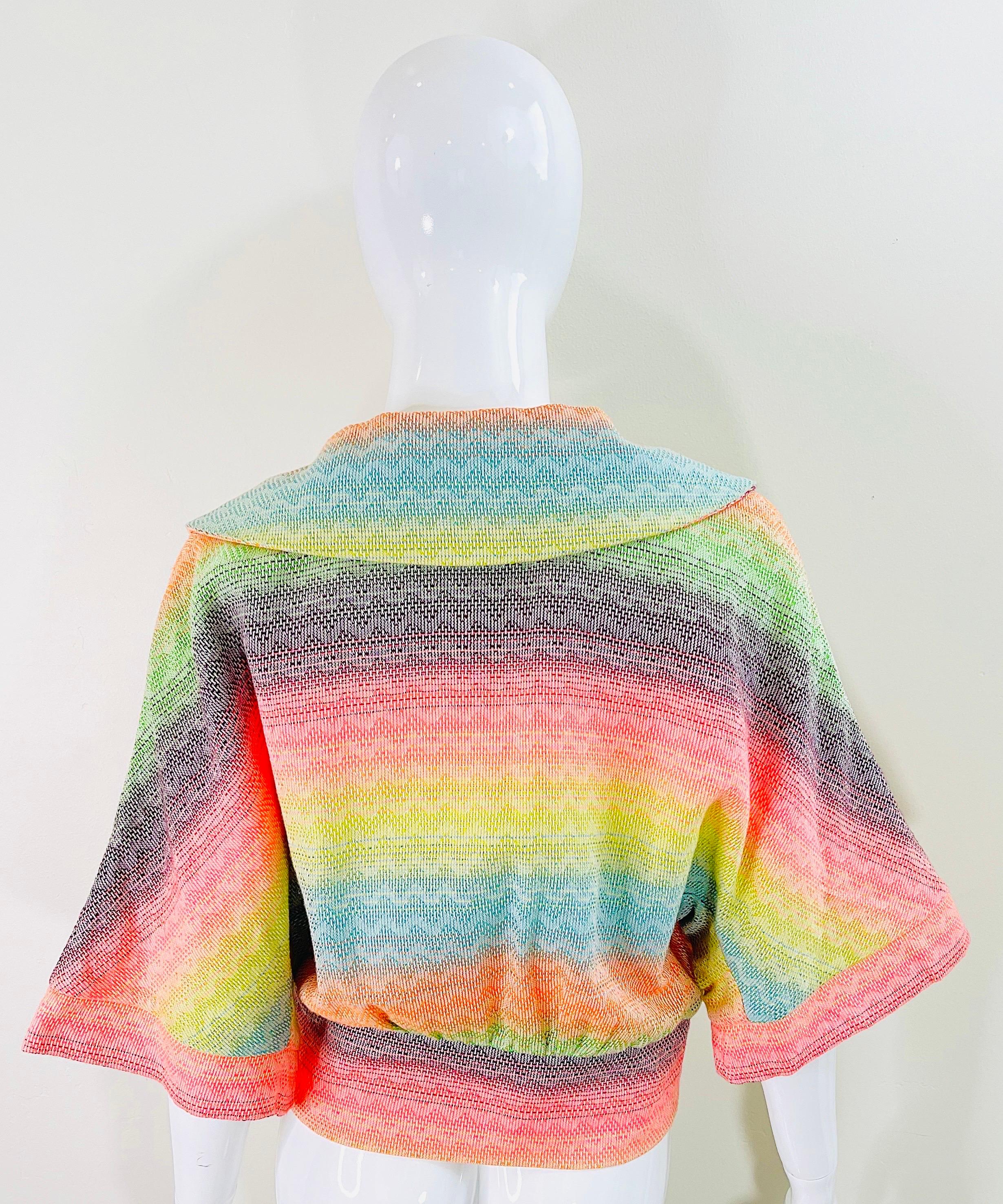 Matthew Williamson Spring 2002 Sz 8 Colorful Rainbow Striped 3/4 Sleeves Jacket  For Sale 9
