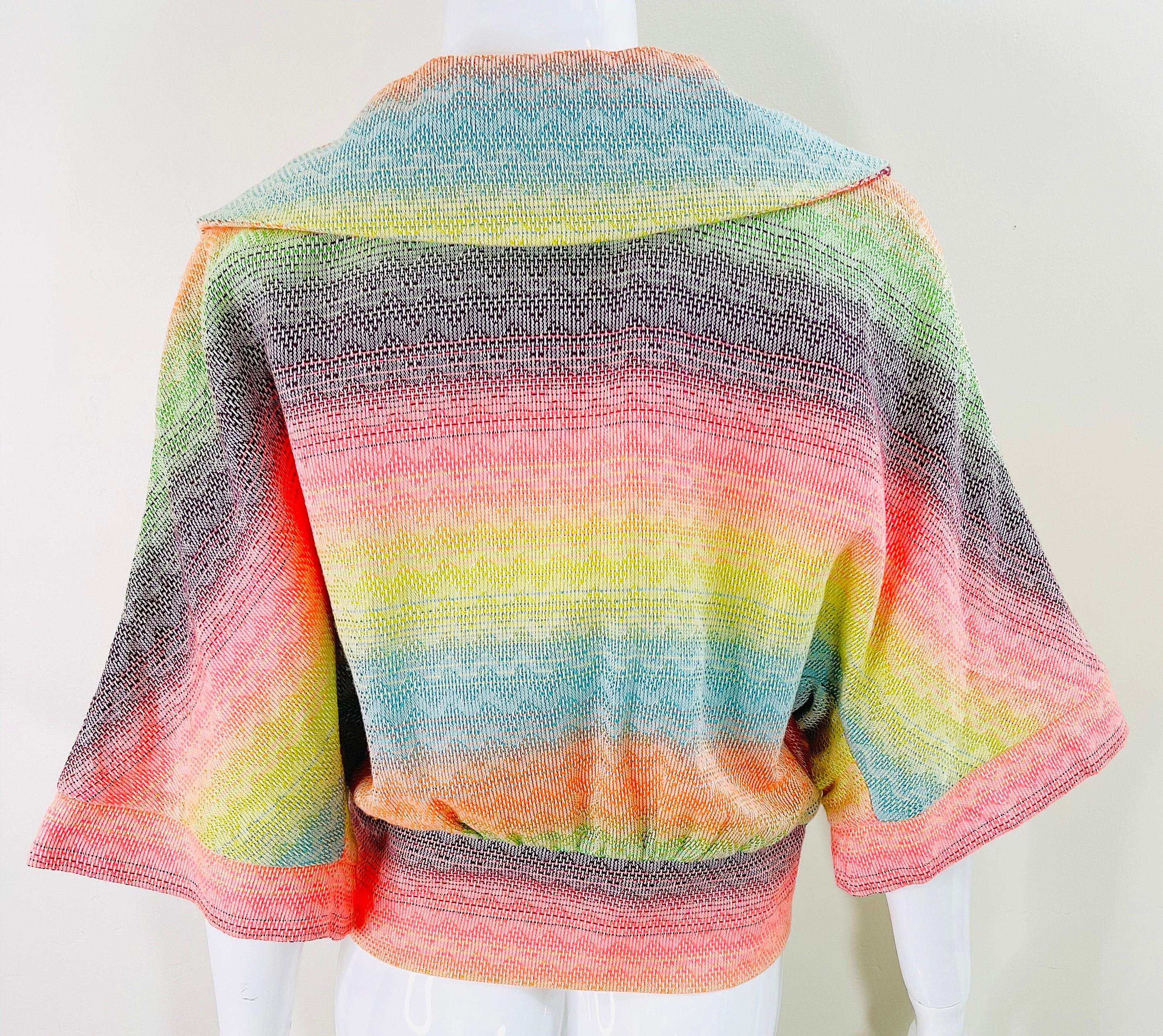 Matthew Williamson Spring 2002 Sz 8 Colorful Rainbow Striped 3/4 Sleeves Jacket  For Sale 4
