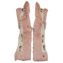 A. Matthewson Gilet rosa vintage con borchie e pelliccia, taglia S.