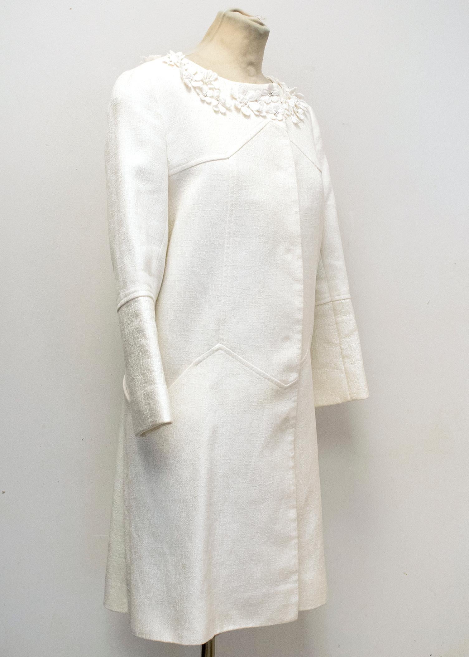 Gray Matthew Williamson White Cotton Linen Summer Coat - Size US 2-4 For Sale