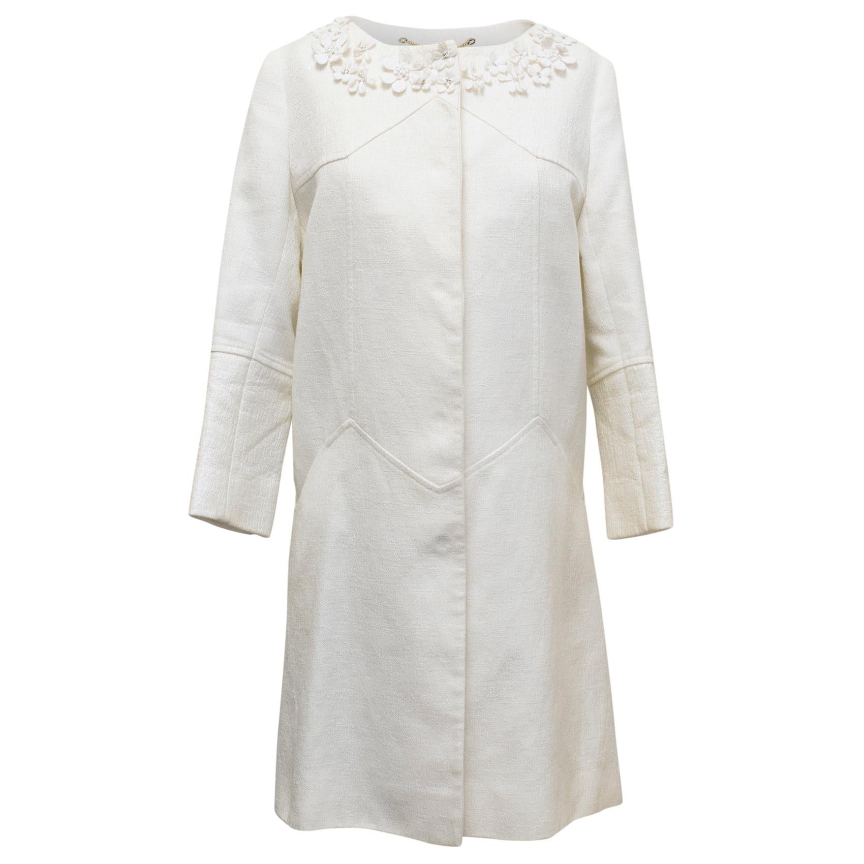 Matthew Williamson White Cotton Linen Summer Coat - Size US 2-4 For Sale