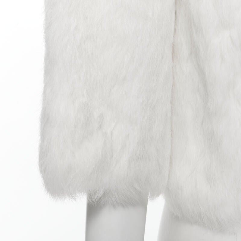 MATTHEW WILLIAMSON white natural fur 3/4 sleeve cropped jacket UK8 S For Sale 5