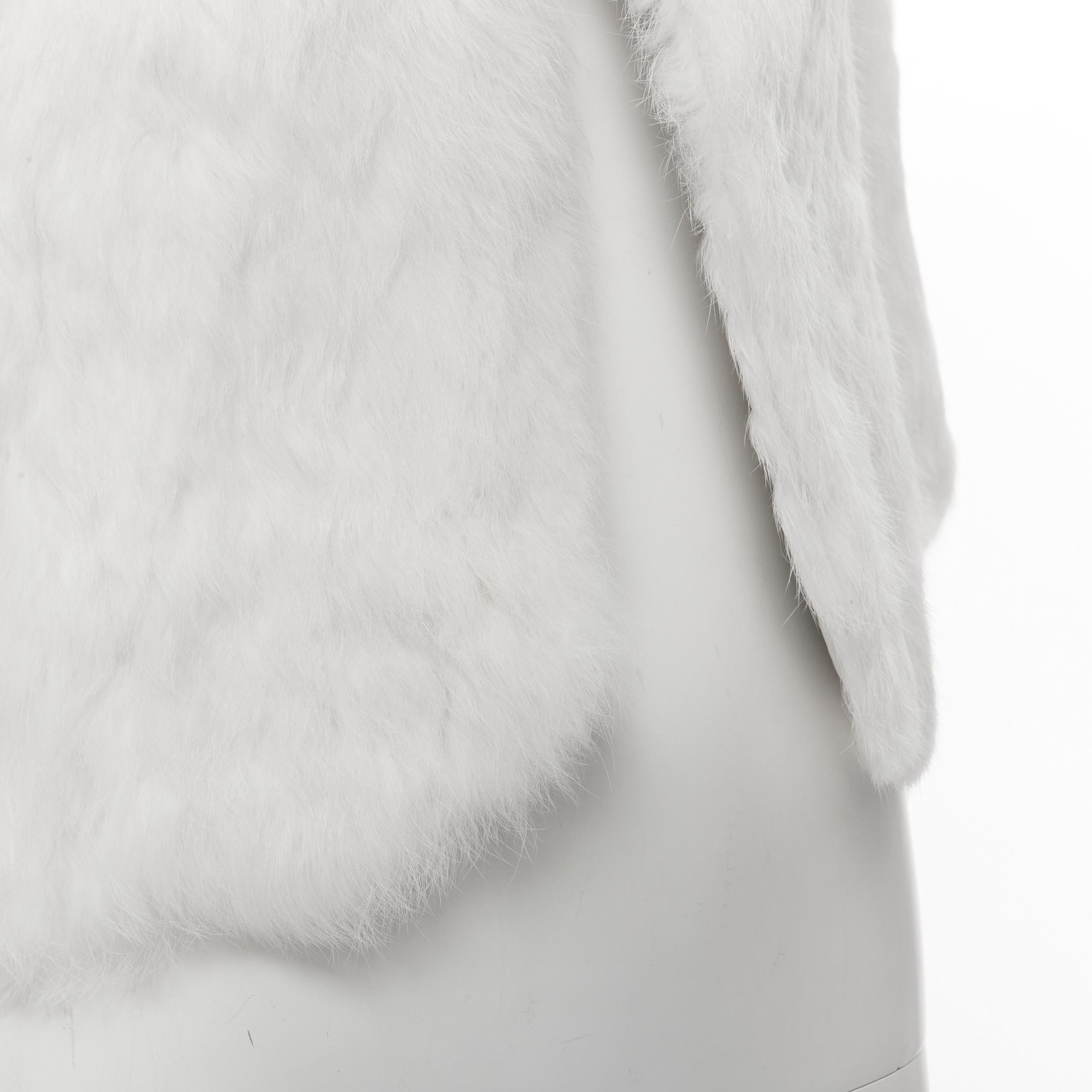 MATTHEW WILLIAMSON white natural fur 3/4 sleeve cropped jacket UK8 S For Sale 3