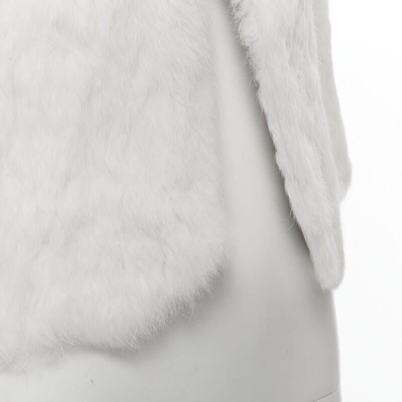 MATTHEW WILLIAMSON white natural fur 3/4 sleeve cropped jacket UK8 S For Sale 6