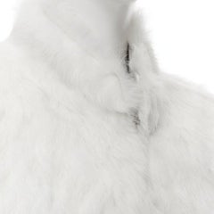 MATTHEW WILLIAMSON white natural fur 3/4 sleeve cropped jacket UK8 S