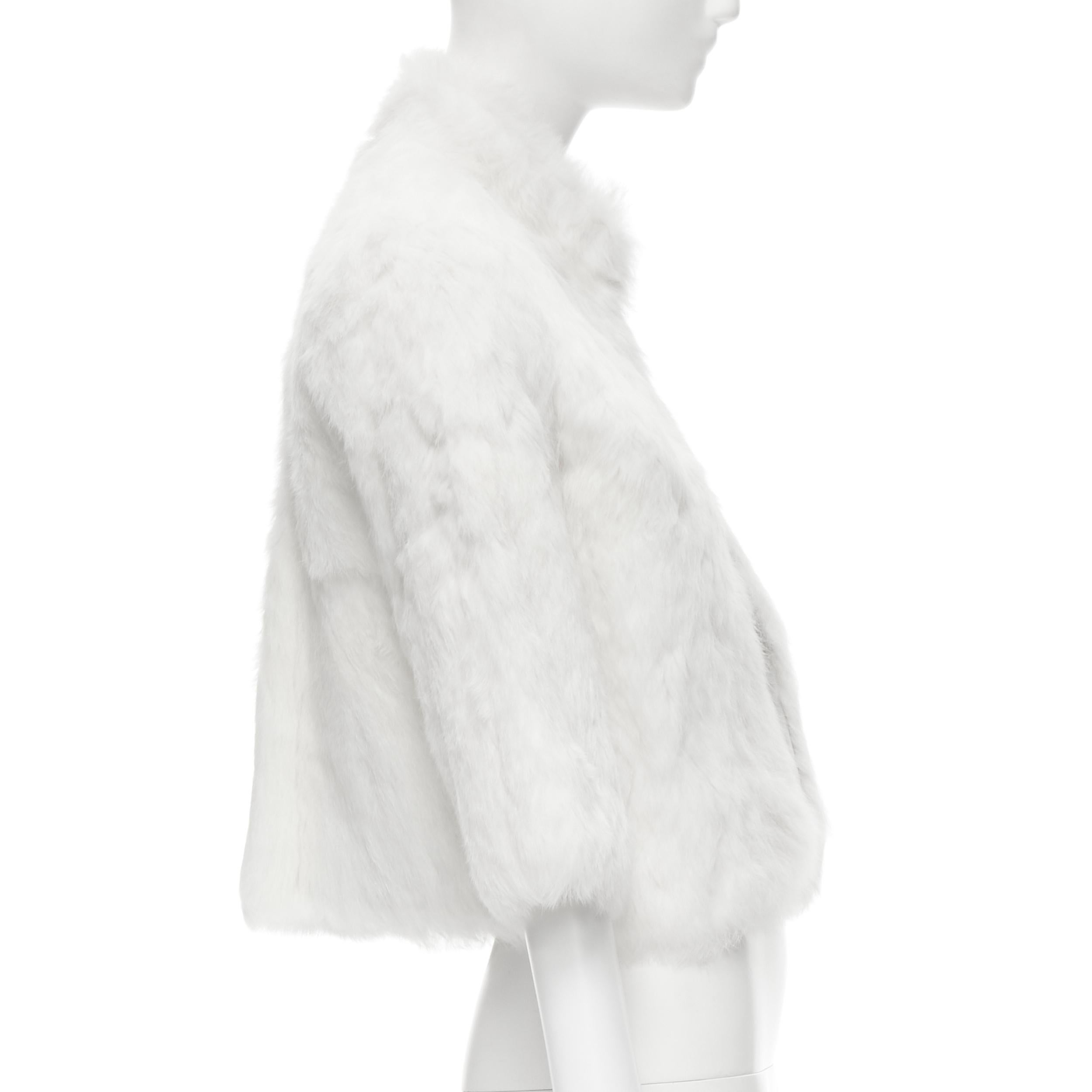 white cropped fur jacket