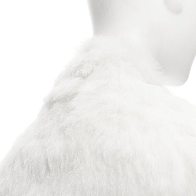 MATTHEW WILLIAMSON white natural fur 3/4 sleeve cropped jacket UK8 S For Sale 2