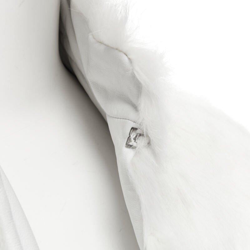 MATTHEW WILLIAMSON white natural fur 3/4 sleeve cropped jacket UK8 S For Sale 3