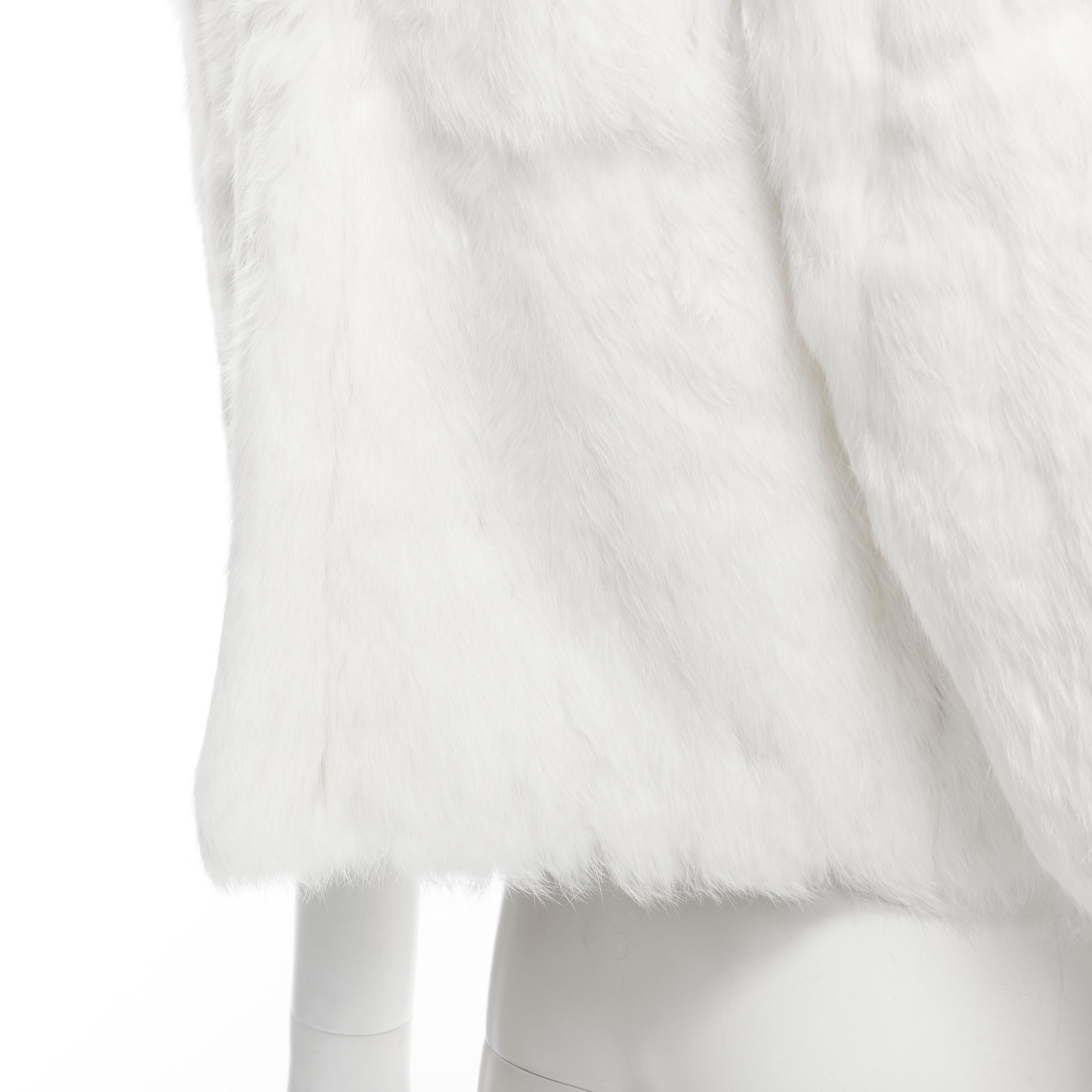 MATTHEW WILLIAMSON white natural fur 3/4 sleeve cropped jacket UK8 S For Sale 1