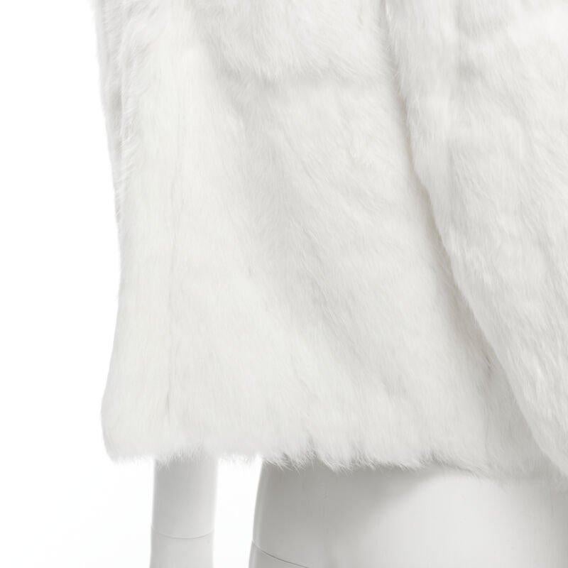 MATTHEW WILLIAMSON white natural fur 3/4 sleeve cropped jacket UK8 S For Sale 4