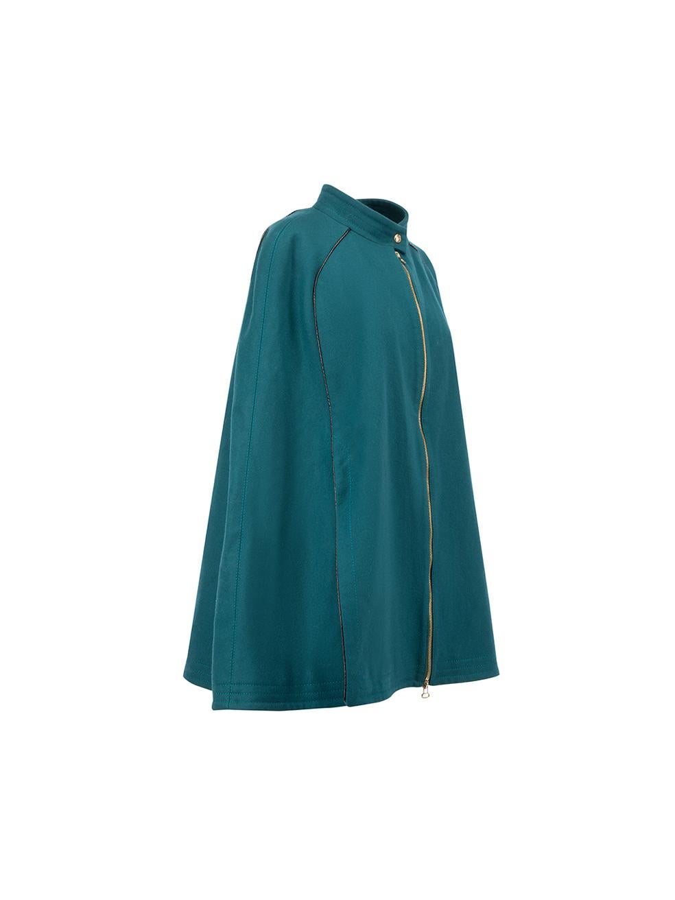 CONDITION is Very good. Minimal wear to cape is evident. Minimal wear to the gold zip which is tarnished, and the outer fabric which attracts loose fluff on this used Matthew Williamson designer resale item. 
 
 Details
  Green
 Wool
 Cape
 Hip