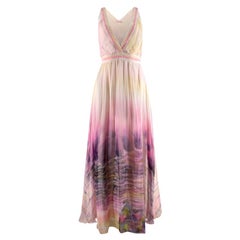 Matthew Williamson Yellow & Pink Tie Dye Silk Chiffon Maxi Dress - Size US 4