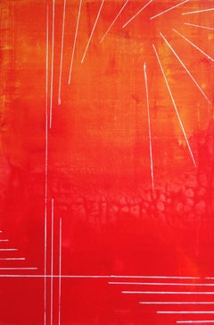 Kandinsky Sunrise II, Original Abstract Orange Acrylic Painting, 2018