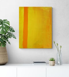 Life at the Orange Bar, Original Yellow & Orange Abstract Painting, 2017