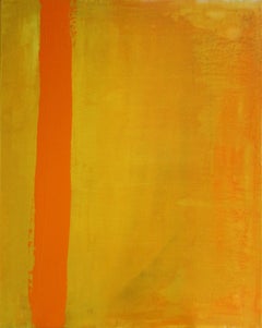 Life at the Orange Bar, Original Yellow & Orange Abstract Painting, 2017