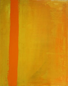 Life at the Orange Bar, dipinto astratto originale giallo e arancione, 2017