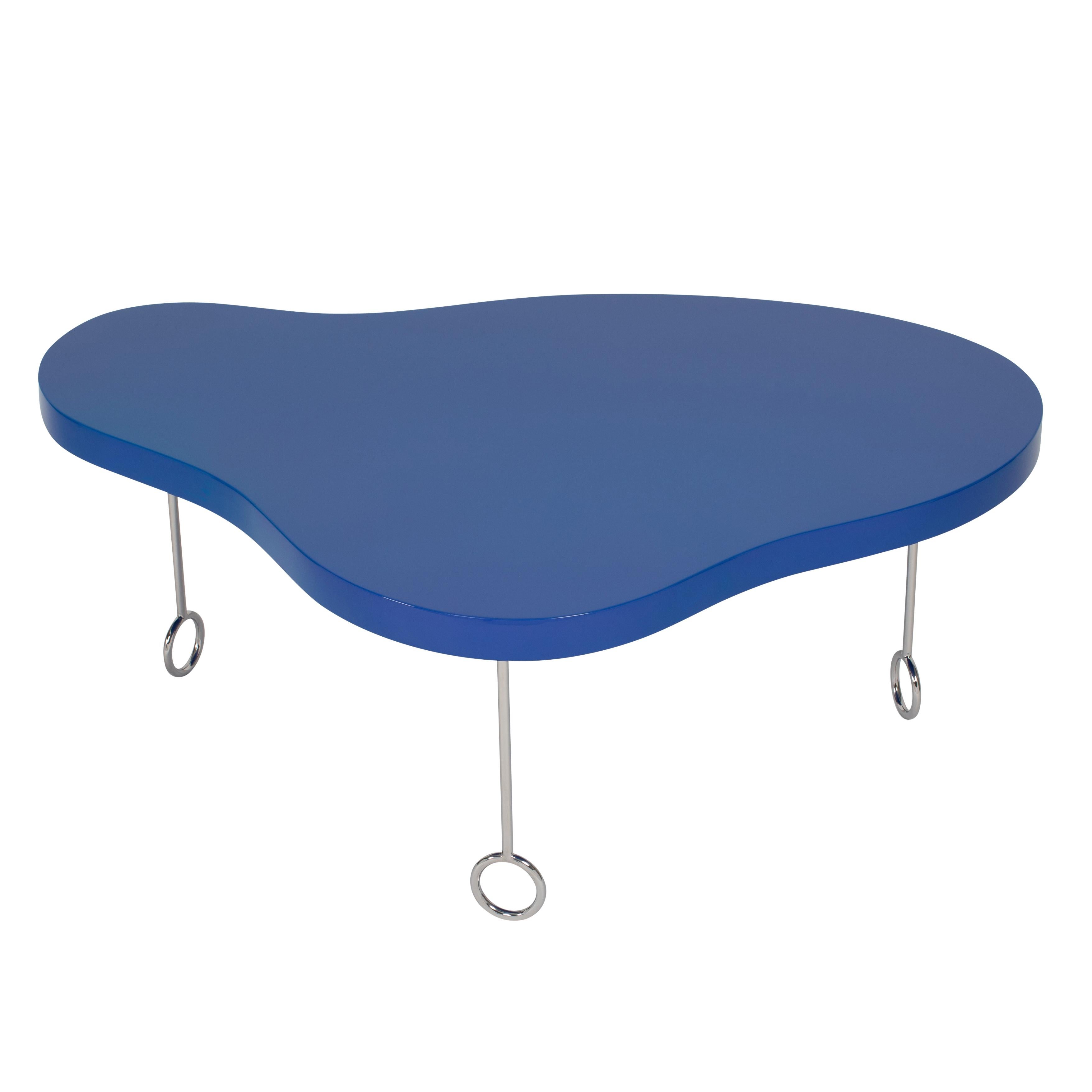 Matthews & Parker "Royale 1" Blue Biomorphic Coffee Table For Sale