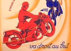 Matthey, Original Art Deco Motorcycle Poster, Favor Bicycle, Moped, 1925