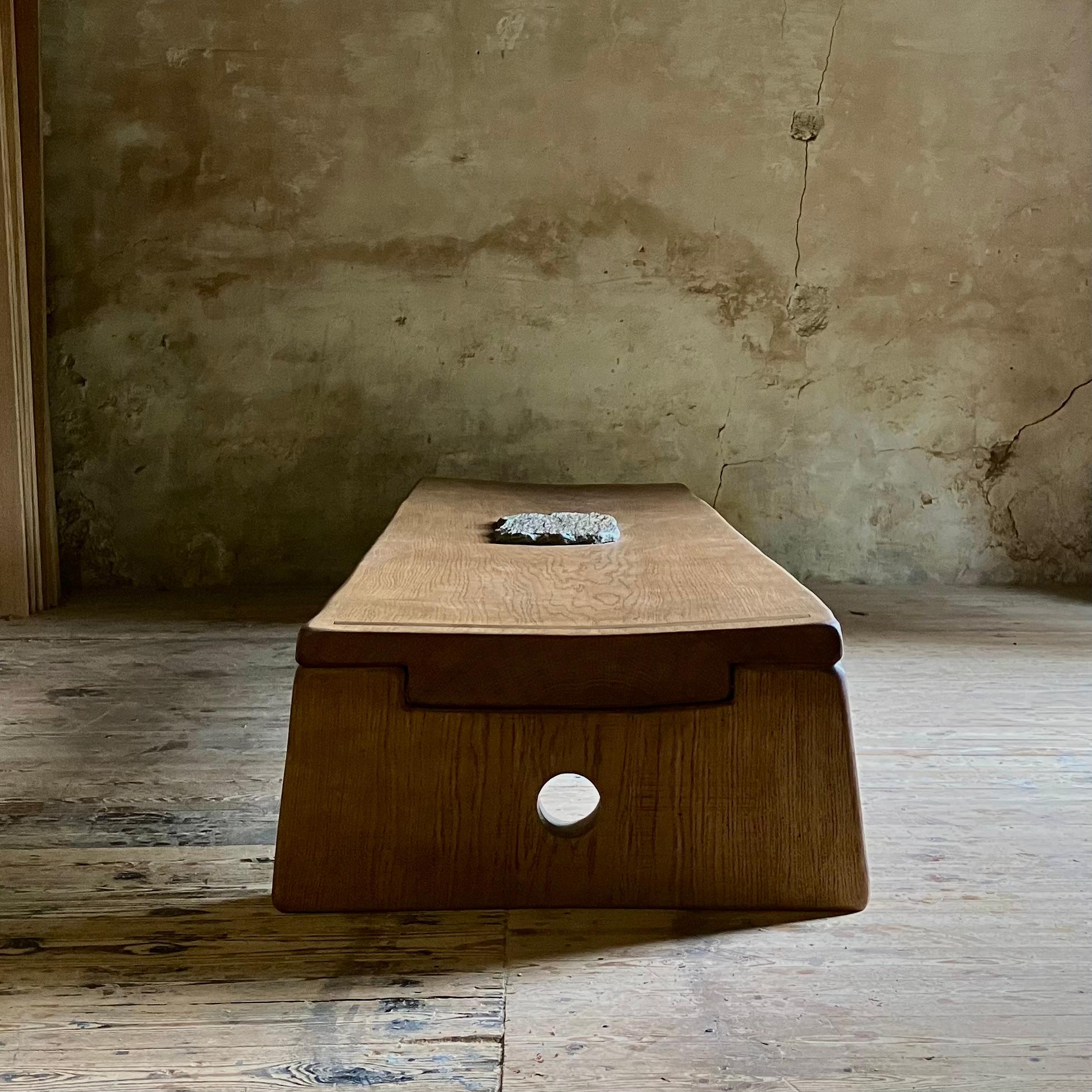 Matthias Biberon Low Table, Oak, Walnut & Schist 2023 For Sale 4