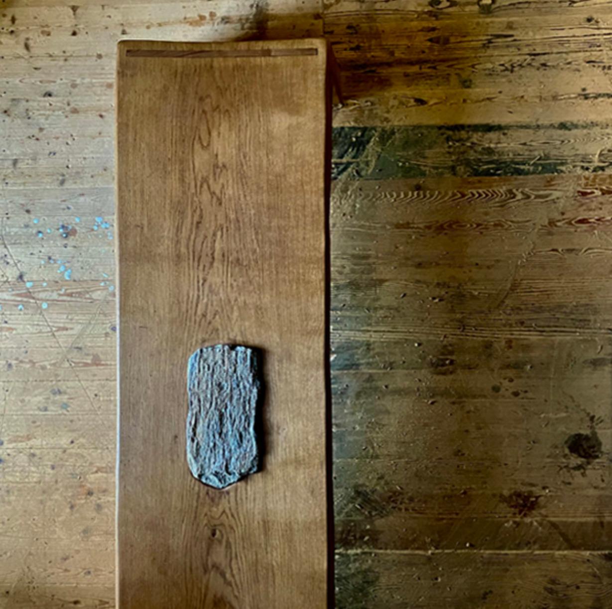 Typical Matthias Biberon work, well seasoned woods, a wood that has been dried for over 40 years, giving it a special patina. All joints are visible, the artist's signature in the pure Japanese influence of Mingei thought and Wabi Sabi. This is the