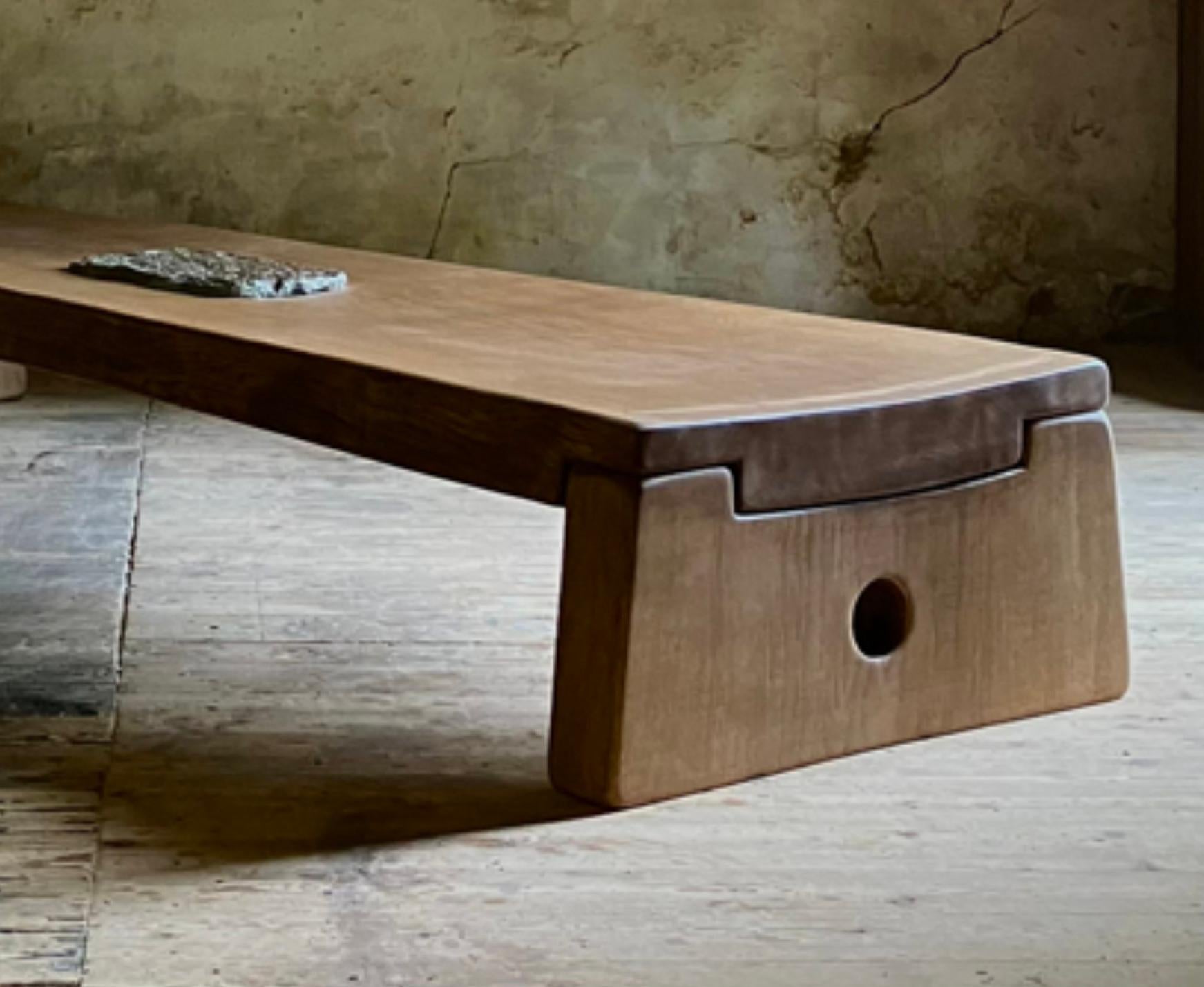 Contemporary Matthias Biberon Low Table, Oak, Walnut & Schist 2023 For Sale