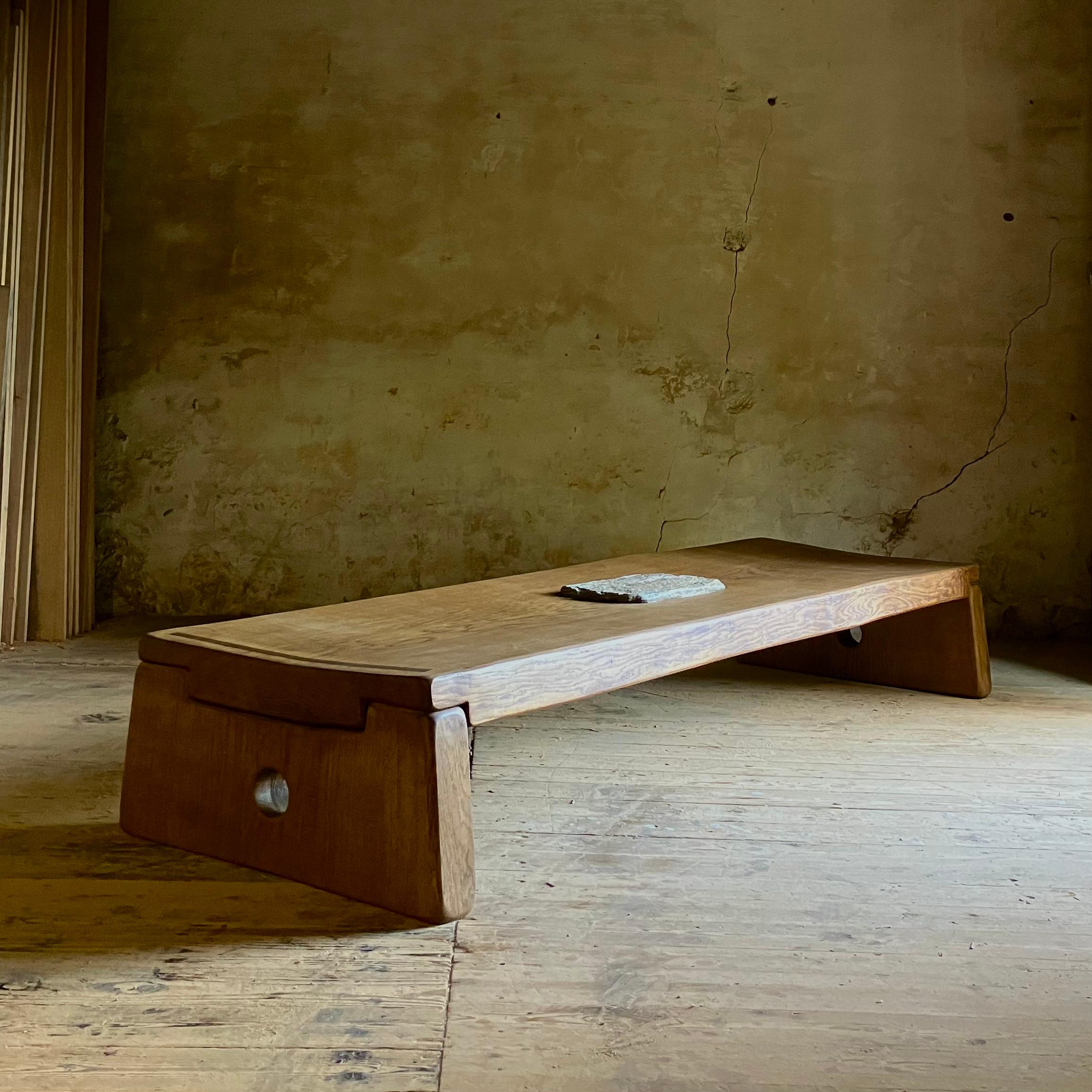 Matthias Biberon Low Table, Oak, Walnut & Schist 2023 For Sale 2