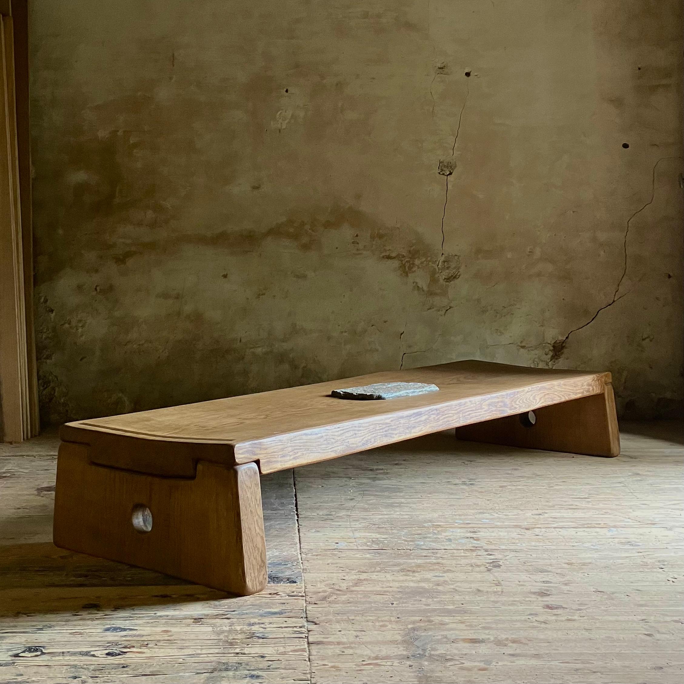Matthias Biberon Low Table, Oak, Walnut & Schist 2023 For Sale 3