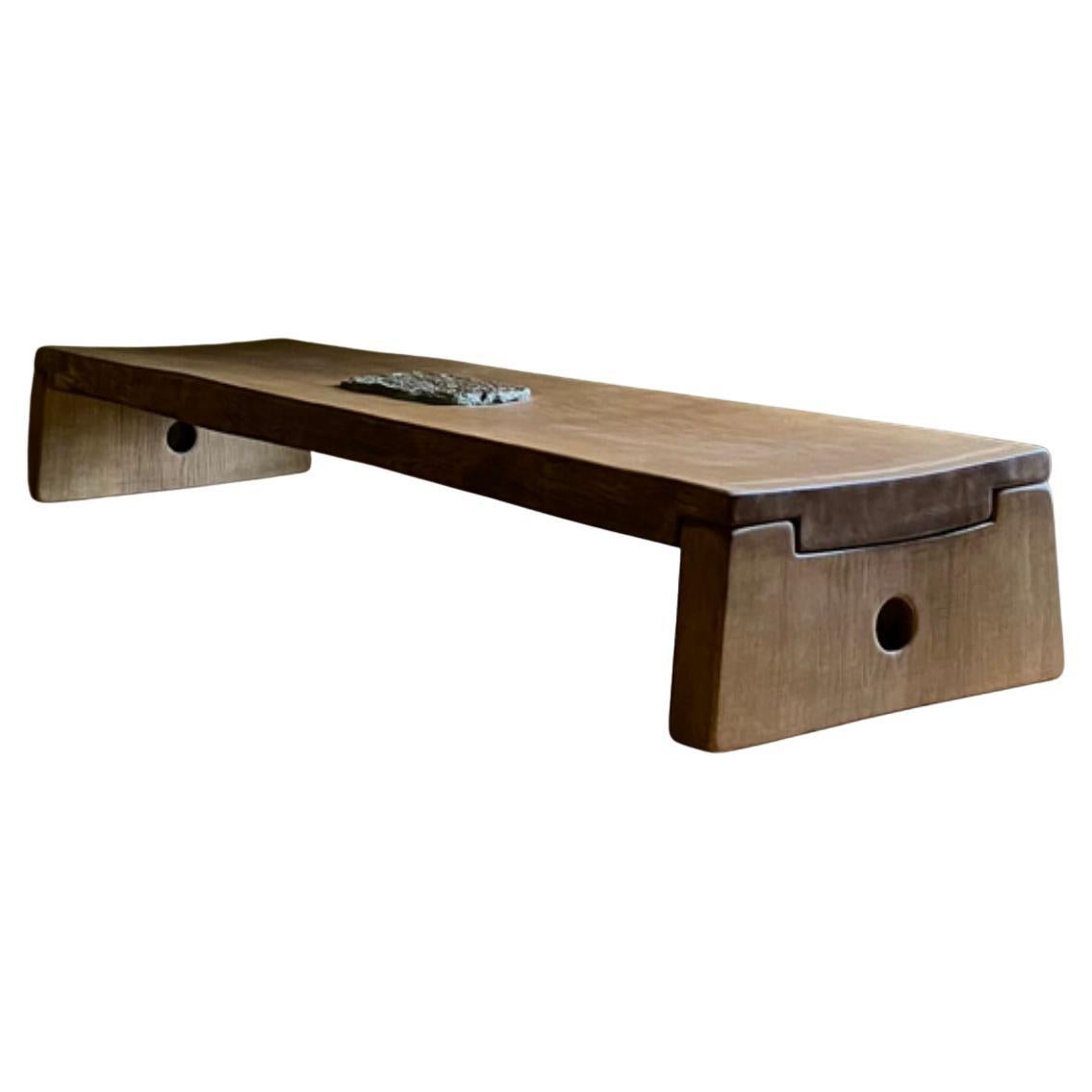 Matthias Biberon Low Table, Oak, Walnut & Schist 2023 For Sale