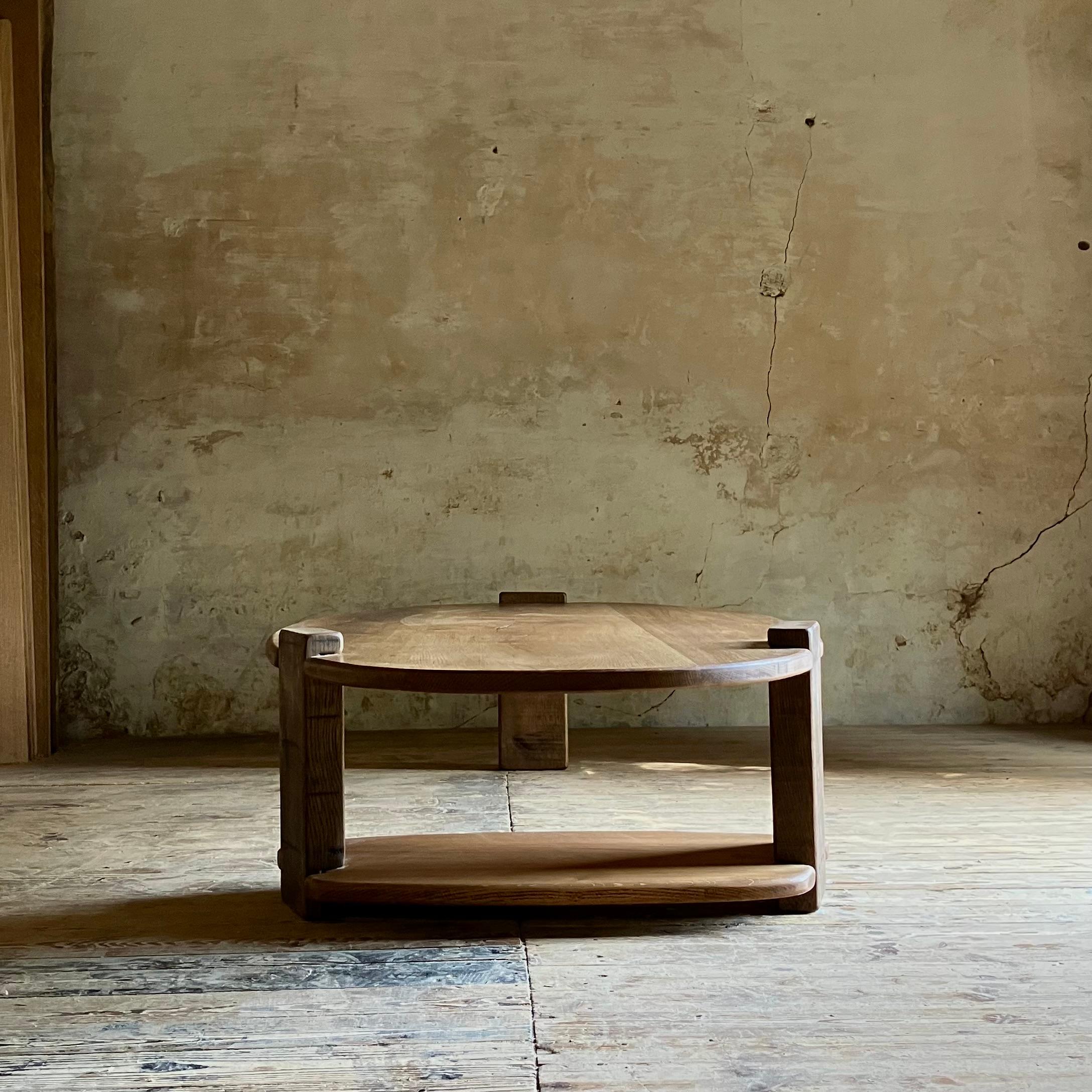 Other Matthias Biberon solid oak oval low table For Sale