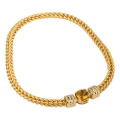 Matthia's & Claire 18 Karat Gold "Etruscan" Braided Citrine Diamond Necklace