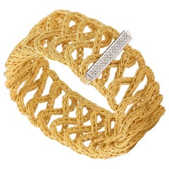 Matthia's & Claire 18 Karat Gold "Etruscan" Braided Woven Diamond Bracelet