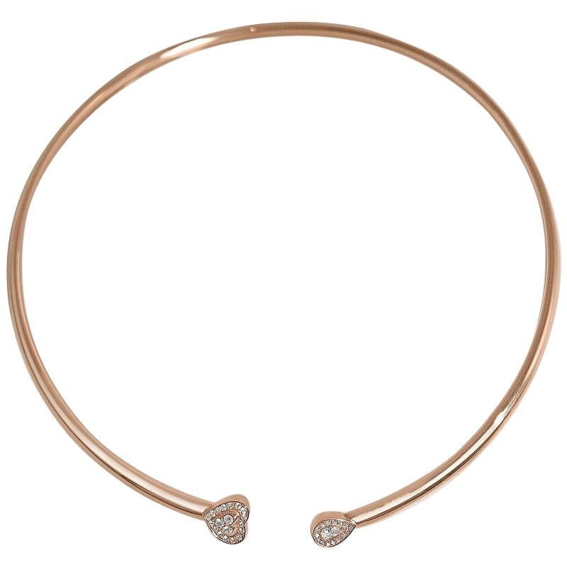 Matthia's & Claire 18 Karat Rose Gold and Diamonds Heart Cuff Necklace For Sale
