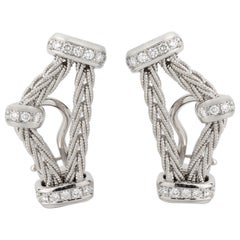 Matthia's & Claire 18 Karat White Gold "Etruscan" Braided Woven Diamond Earring