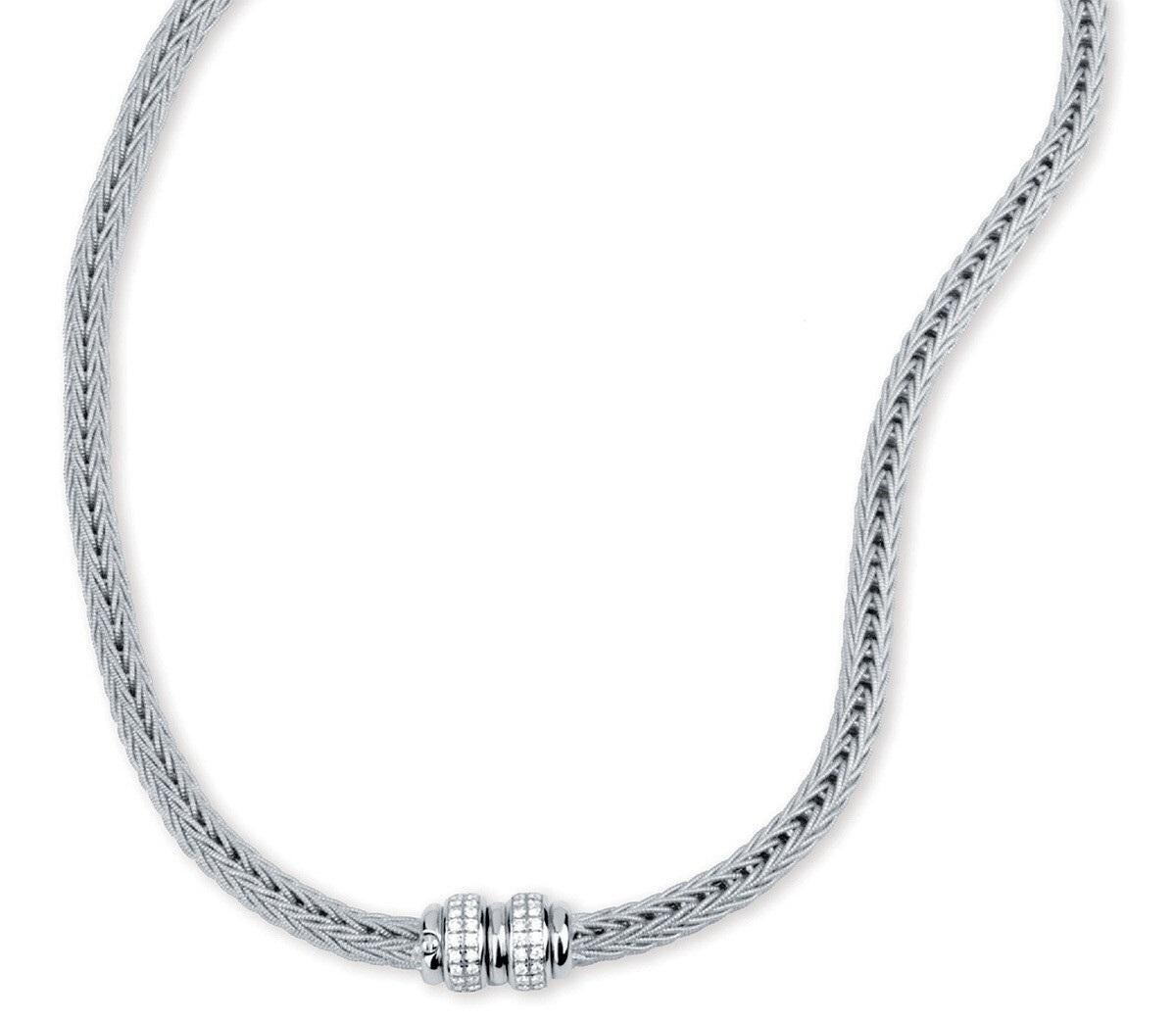 Matthia's & Claire 18 Karat Weißgold „„Etruscan““ geflochtene geflochtene Diamant-Halskette (Neoetruskisch) im Angebot