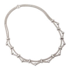 Matthia's & Claire 18 Karat White Gold "Etruscan" Braided Woven Diamond Necklace