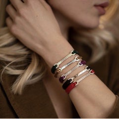 Matthia's & Claire 18 Karat Gold and Princess Cut Diamond "Skin" Bracelet Bangle