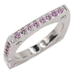 Matthia's & Claire 18k White Gold Cube Single Row Pink Sapphire Stackable Ring