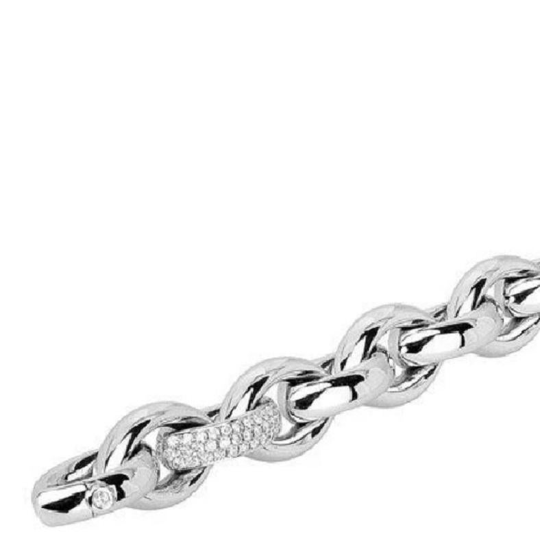 Artisan Matthia's & Claire 18 Karat White Gold and Diamonds Precious Links Bracelet For Sale