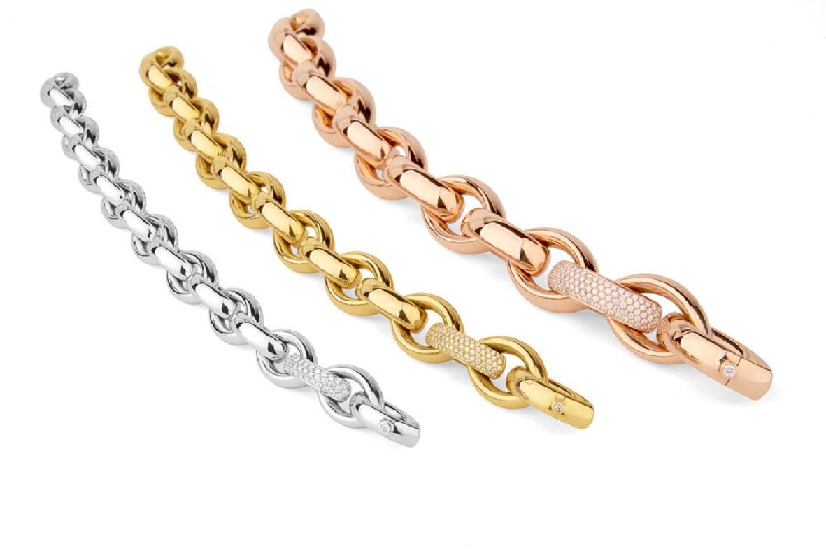 Matthia's & Claire Pulsera de eslabones preciosos de oro blanco de 18 quilates y diamantes en venta 2
