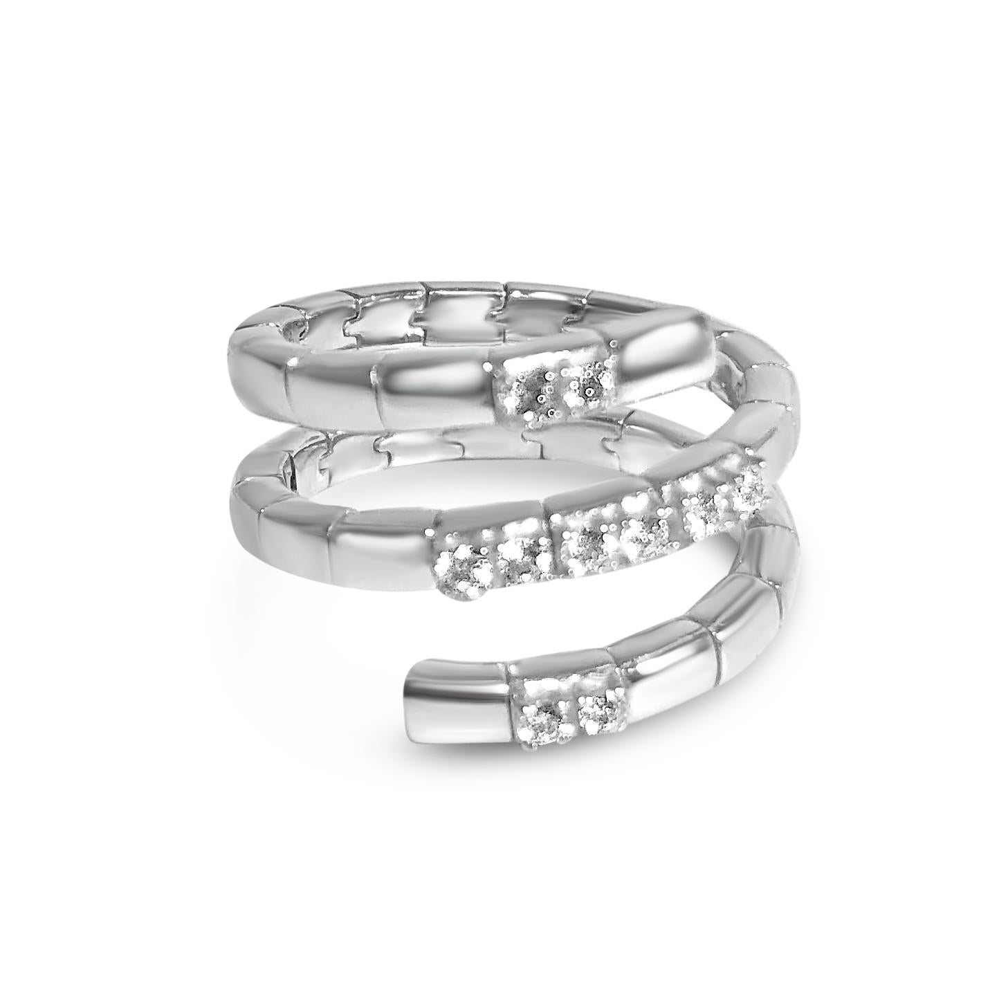 Moderniste Matthia's & Claire Bague en or blanc 18 carats en forme de spirale avec diamants en vente