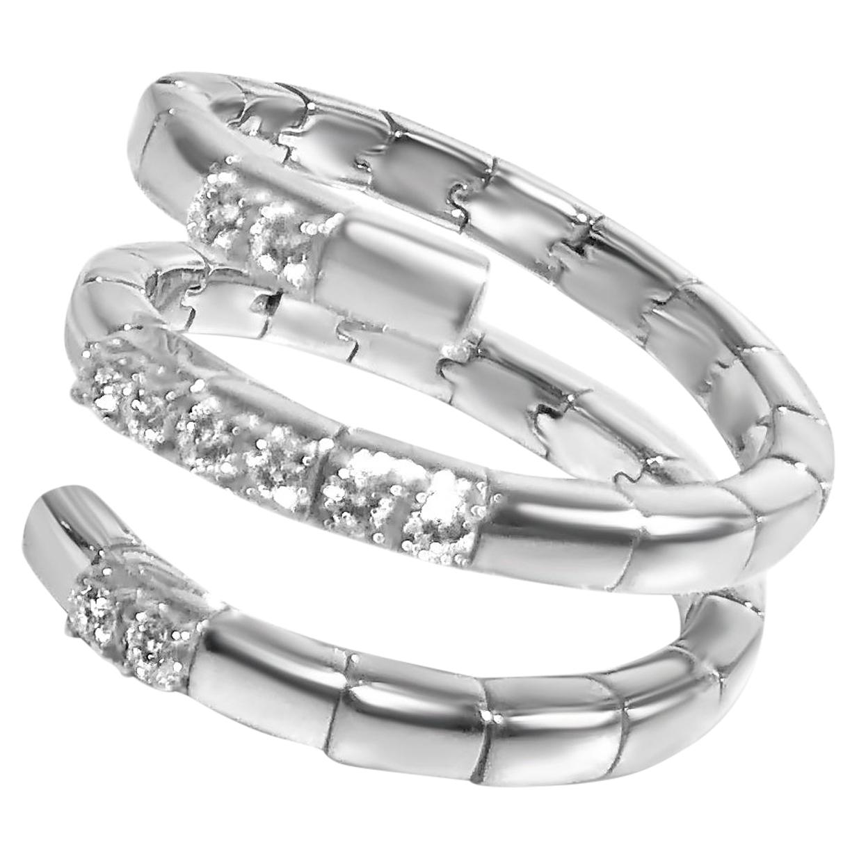 Matthia's & Claire Bague en or blanc 18 carats en forme de spirale avec diamants en vente