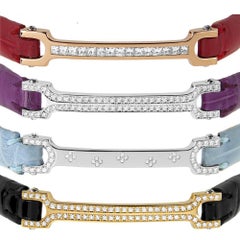 Matthia's & Claire 18 Karat Gold, Diamond, and Red Alligator "Skin" Bracelet