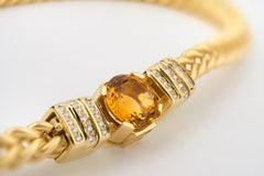 Matthia's & Claire 18 Karat Gold "Etruscan" Braided Citrine Diamond Necklace