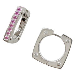 Matthia's & Claire Cube Earrings 18 Karat White Gold with Pink Sapphires