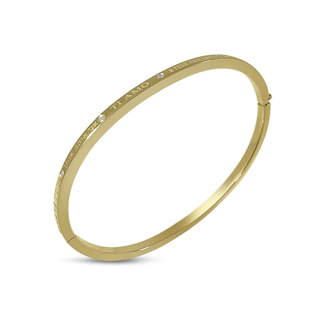 Artisan Matthia's & Claire Dream Collection 18K Yellow Gold I Love You Bracelet Bangle For Sale