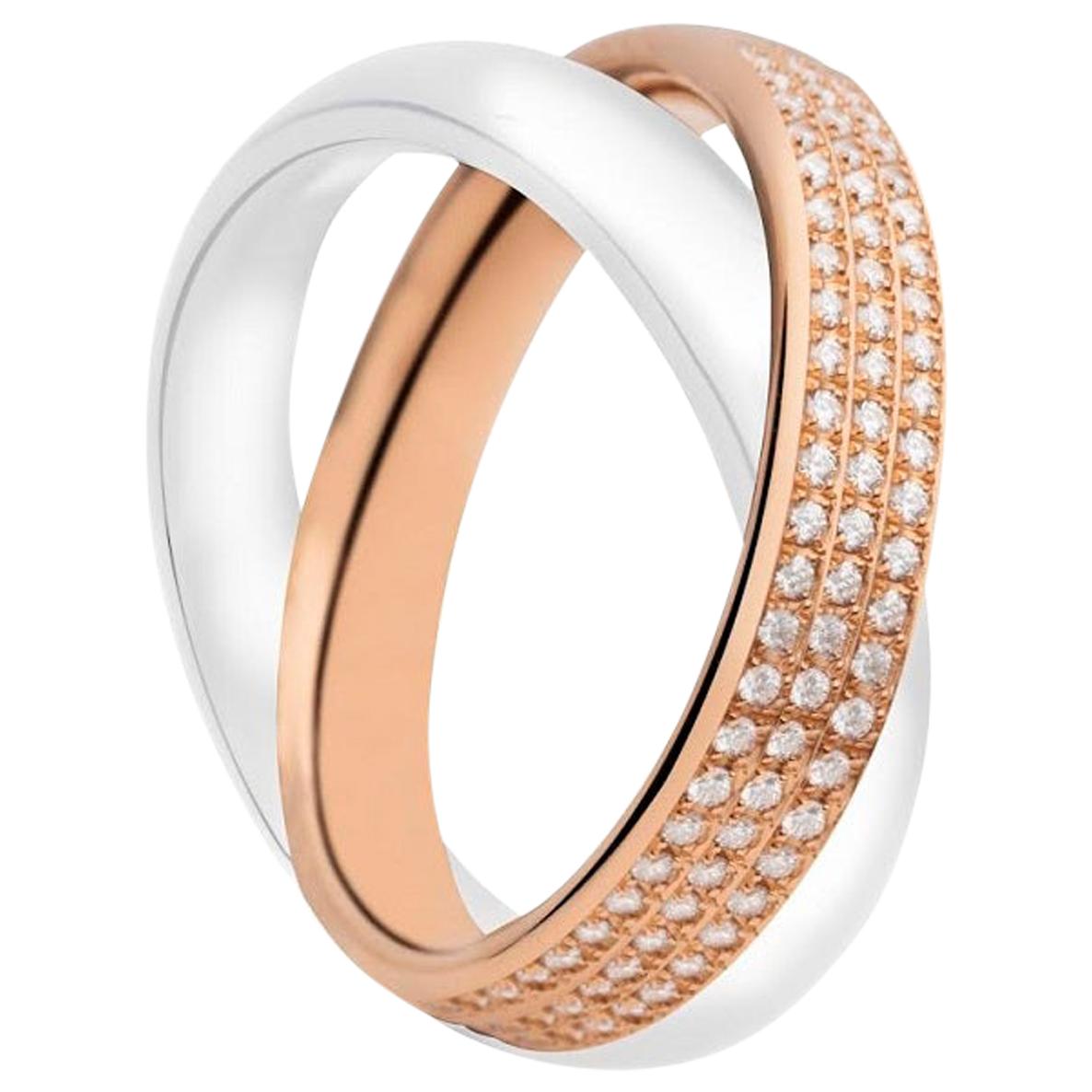 Matthia's & Claire Ensemble 18 Karat Rose Gold and Diamond "Double" Ring For Sale