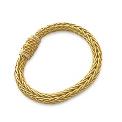 Matthia's & Claire Etrusca 18k Gold geflochtenes geflochtenes Armband mit Diamanten