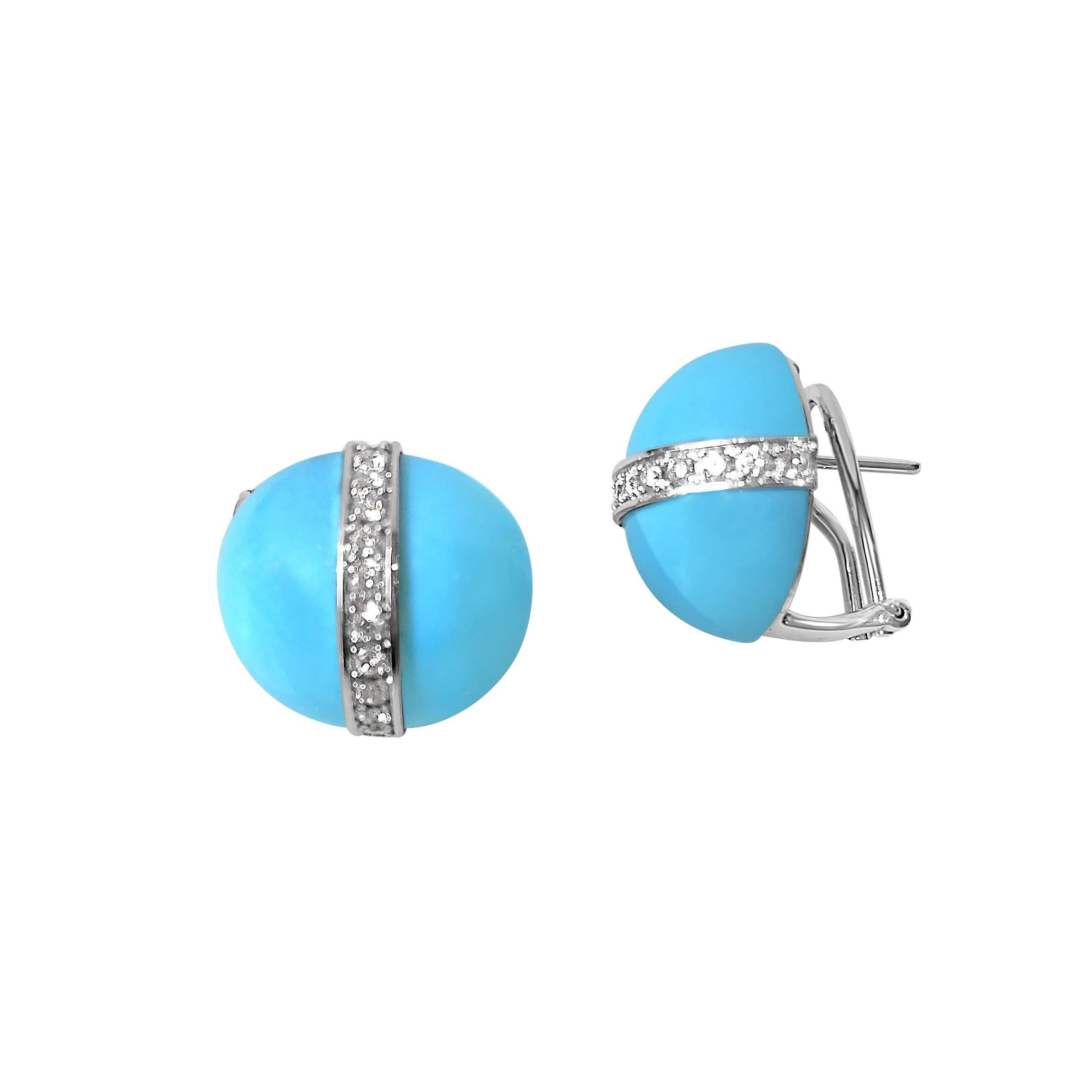 Pendientes de palanca de turquesa y diamantes de la colección Etrusca de Matthia's & Claire Renacimiento etrusco en venta