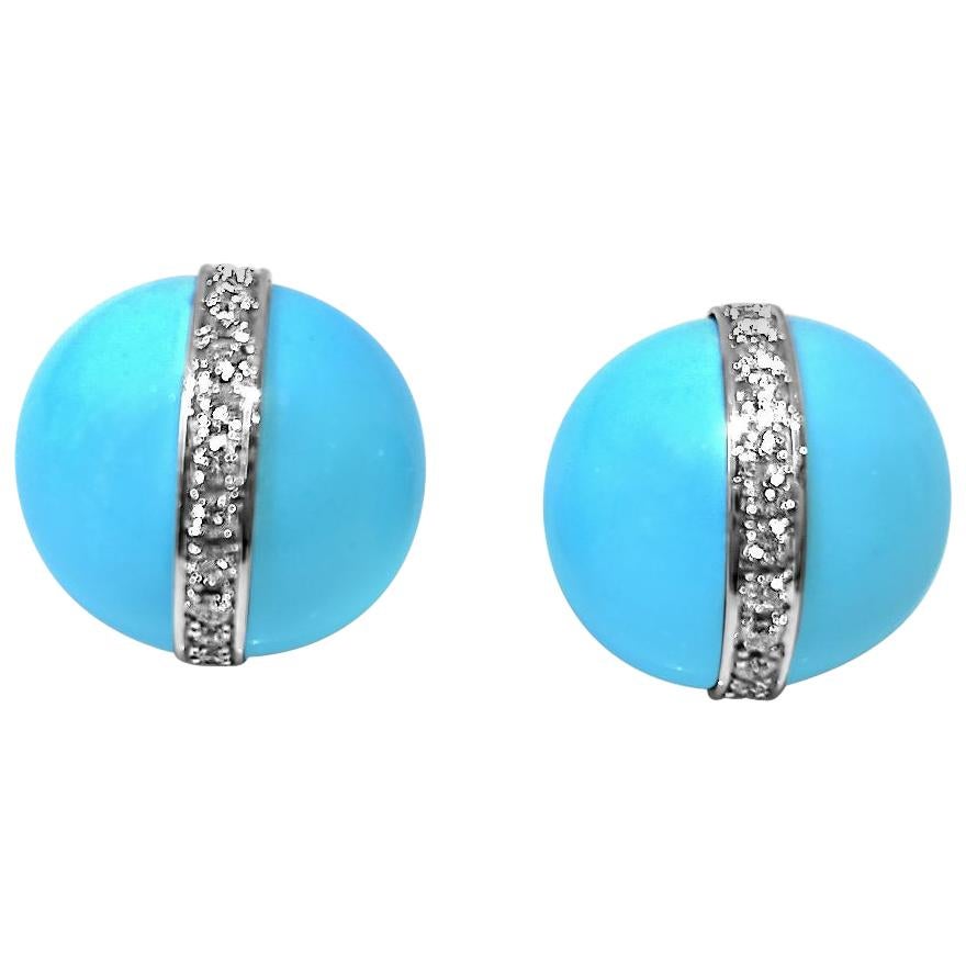 Matthia's & Claire Etrusca Collection Turquoise and Diamond Lever Back Earrings