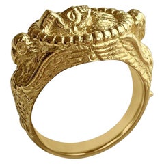 Anillo de sello Matthia's & Claire Etrusca Soldado y Halcón de oro amarillo de 18 quilates
